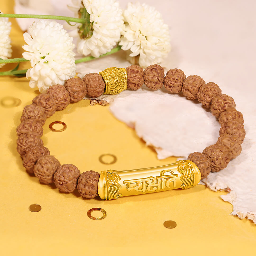 Be Present Rudraksha Mantra Bracelet (gold) 3