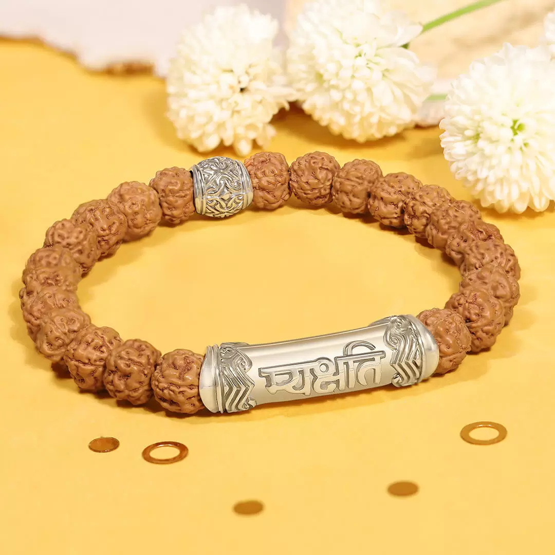 Be Present Rudraksha Mantra Bracelet (silver) 3