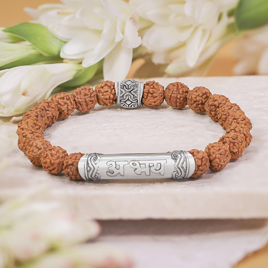 FEARLESS Sanskrit Rudraksha Bracelet (silver brass) 3
