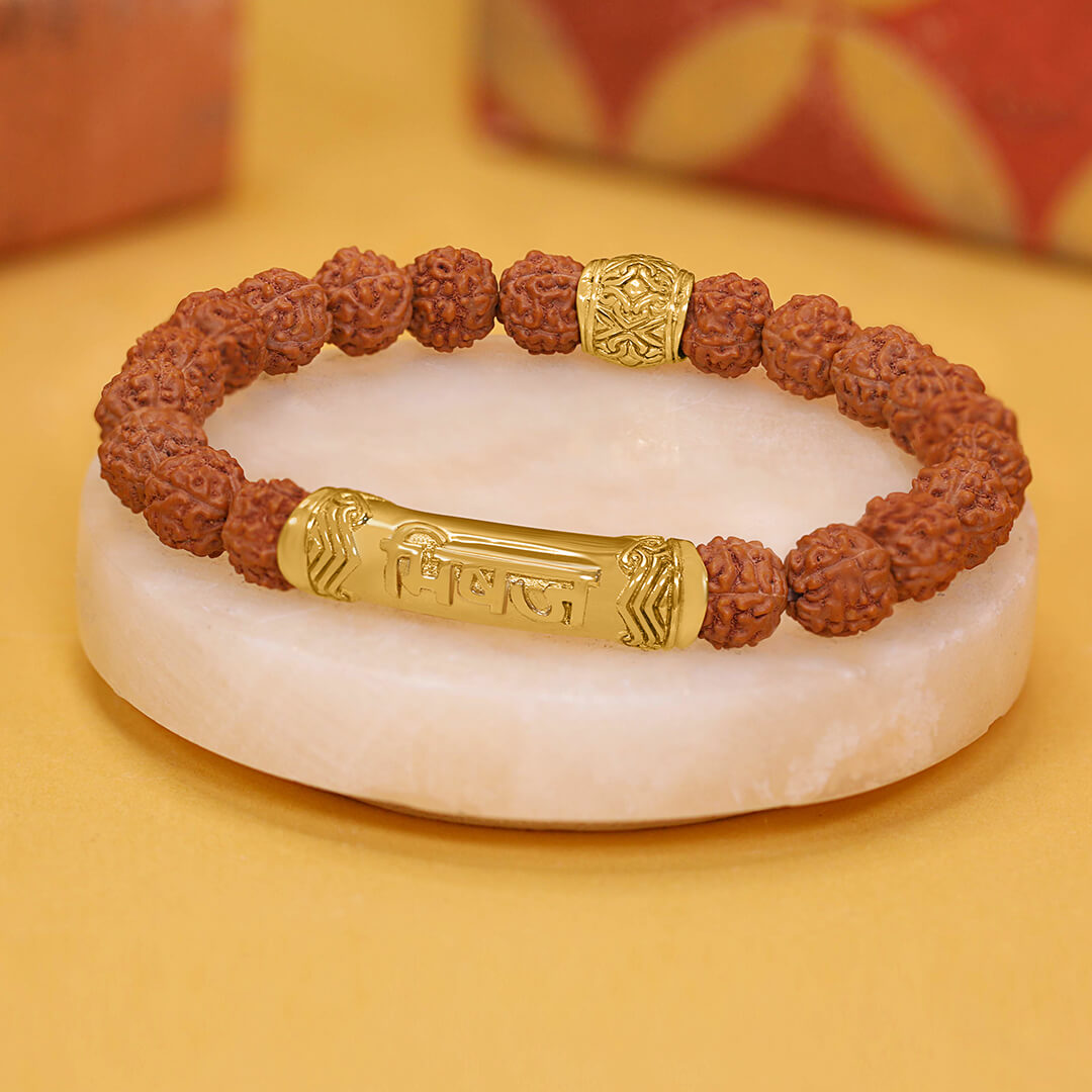 Healer Rudraksha Mantra Bracelet (gold) 3