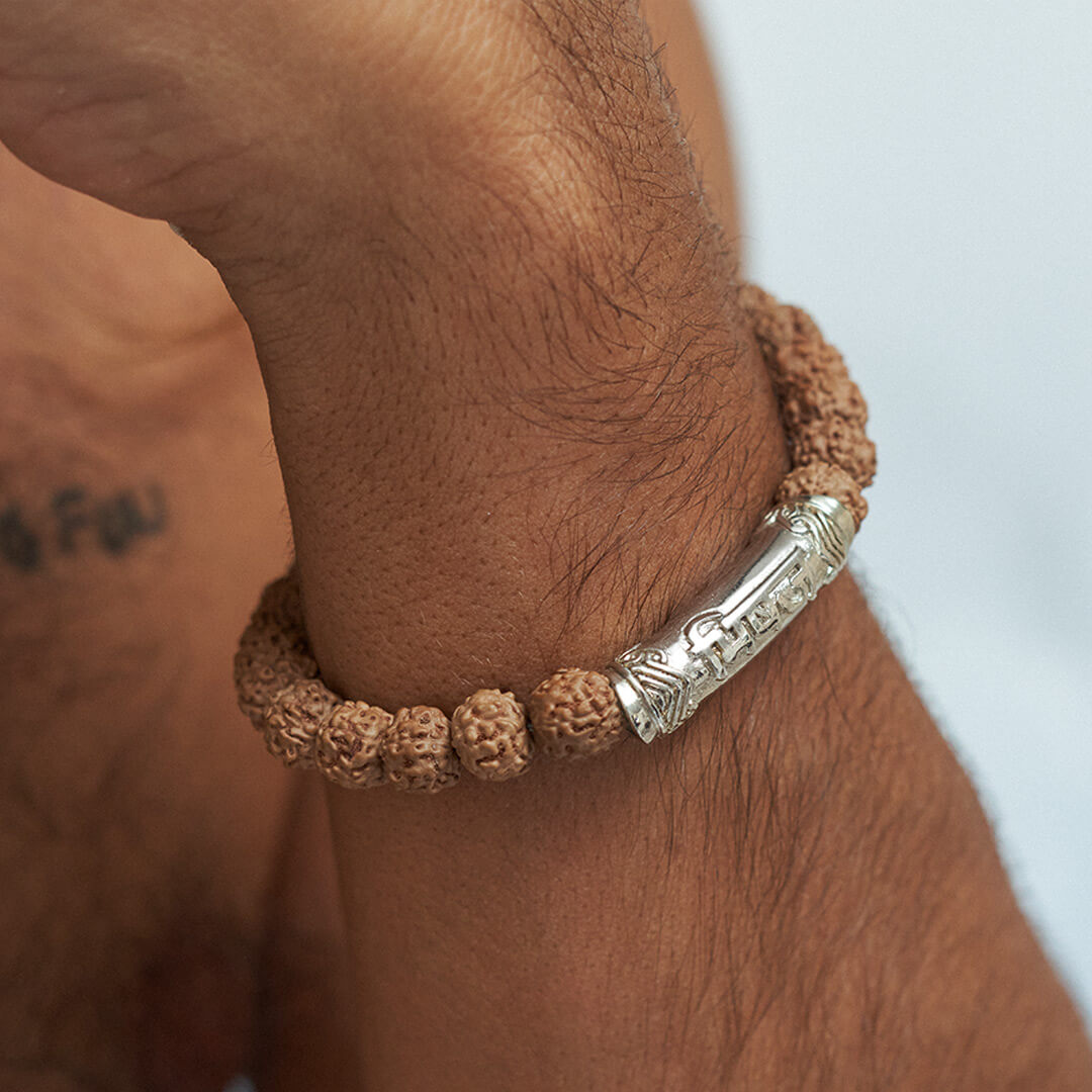 Healer Rudraksha Mantra Bracelet (silver) 4