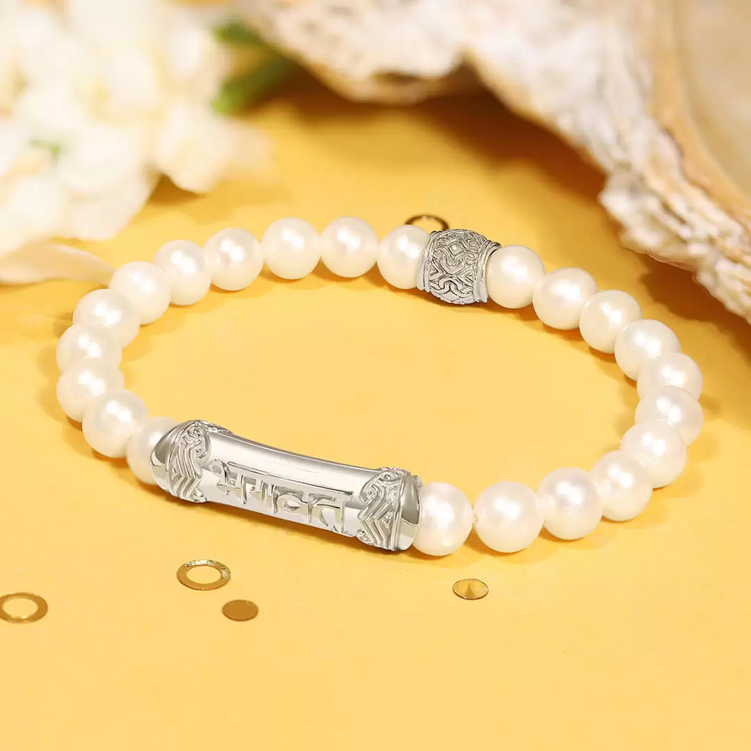 Blessed Pearl Mantra Bracelet (silver) 3