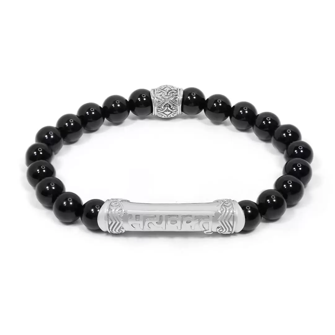 Truthspeaker Onyx Mantra Bracelet (silver) 1