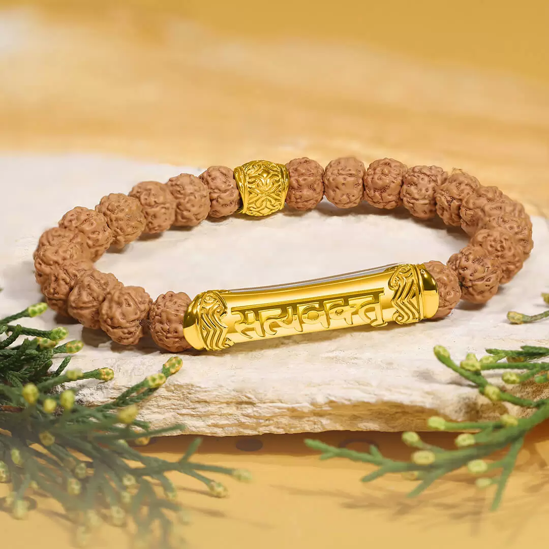 Truthspeaker Rudraksha Mantra Bracelet (gold) 3