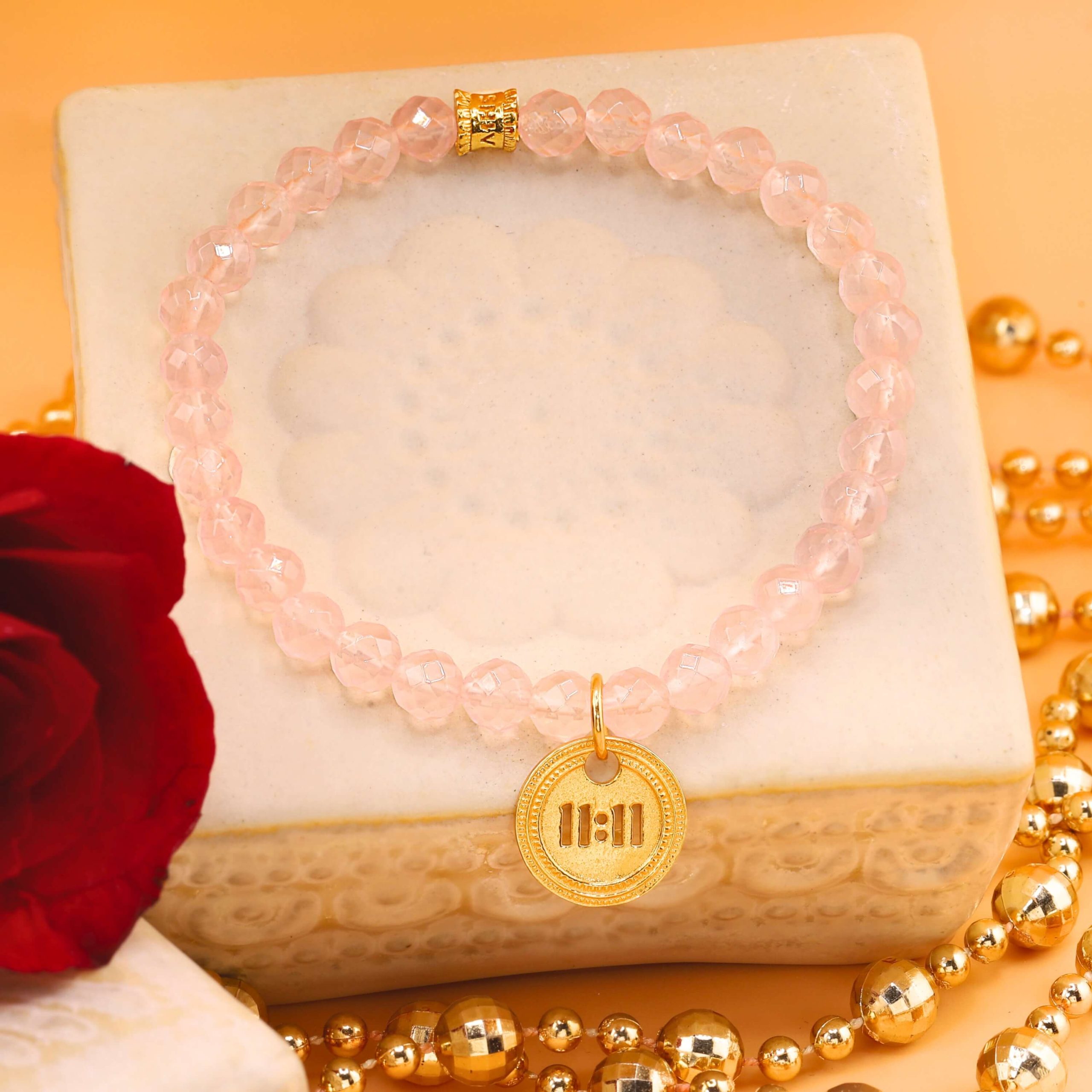 1111 Bracelet – Rose Quartz (gold) 5