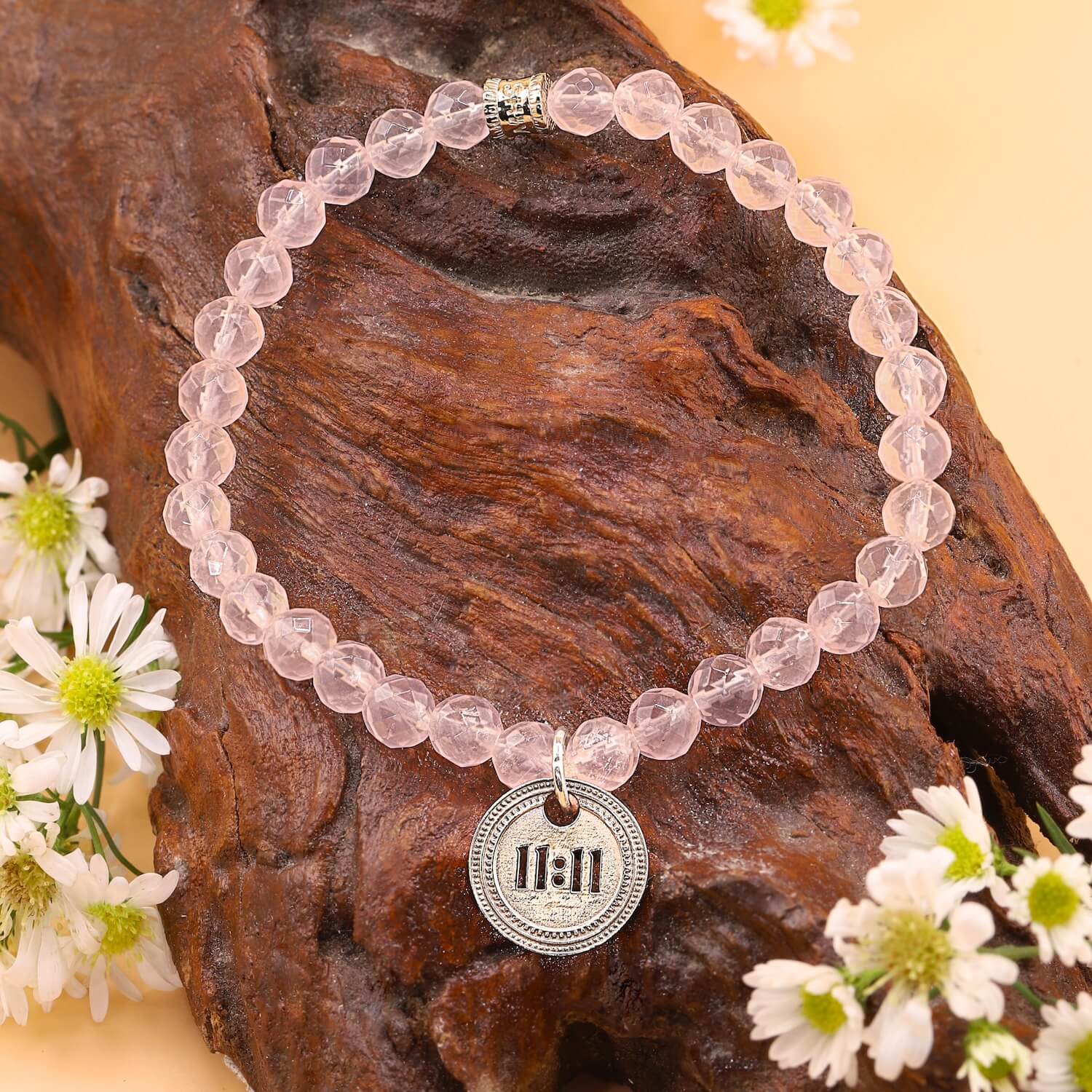 1111 Bracelet – Rose Quartz (silver) 5