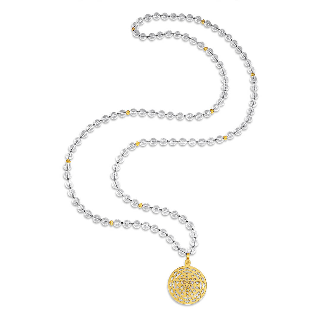 V Sri Yantra Necklace with Long Crystal Drop – Light By Debra Skyler