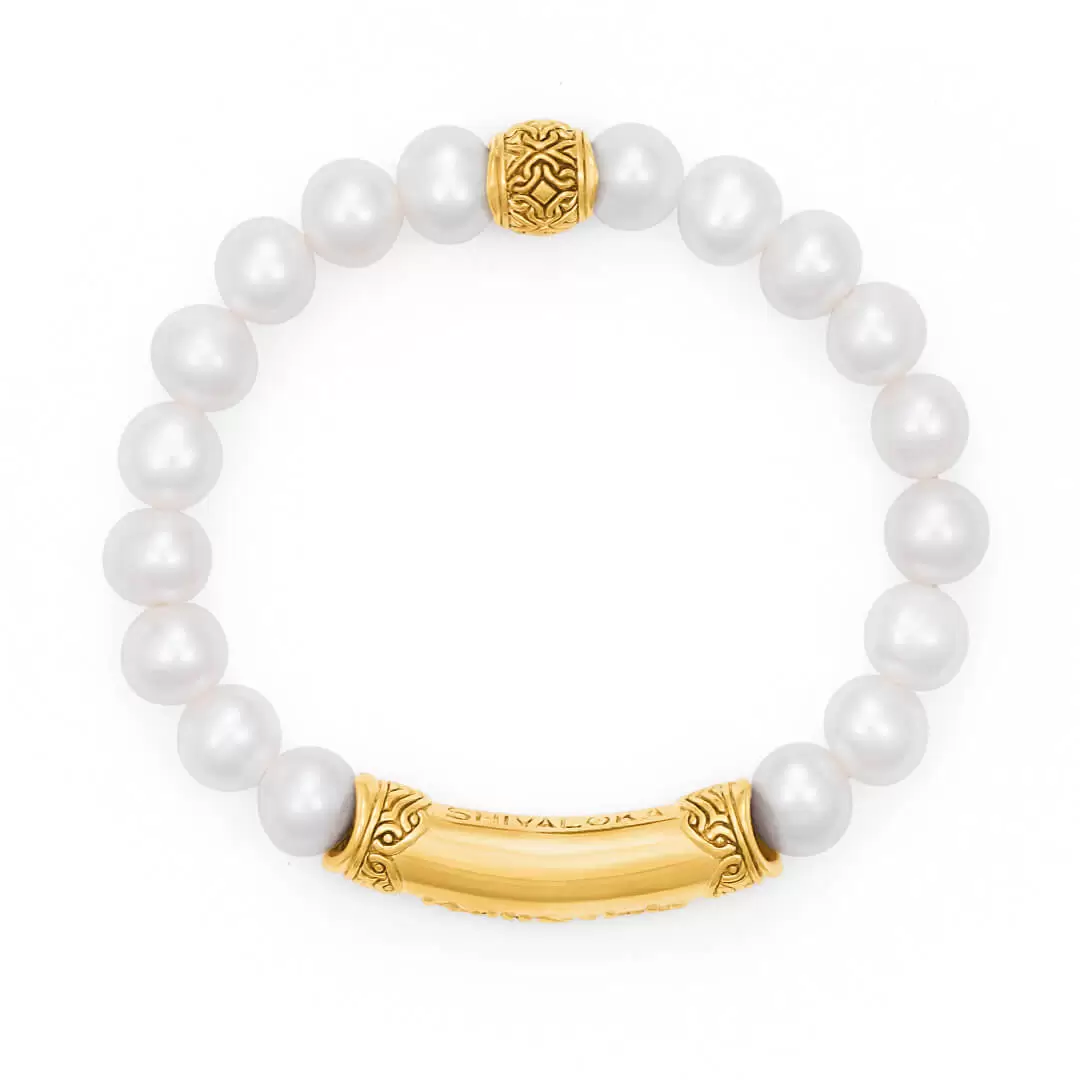 Blessed Pearl Mantra Bracelet (gold) 2